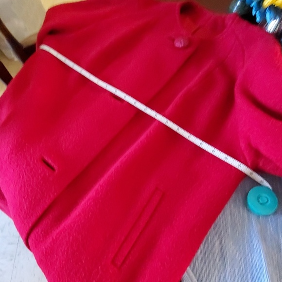 AMAZING Red Vintage Coat 1950s with fur collar Steven Hockanum, - Picture 7 of 8